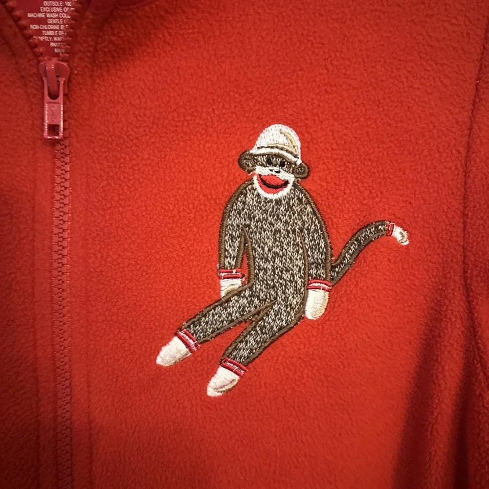 NICK & NORA Sock Monkey One Piece‎ Pajamas Sleepwear Footed Adult Small Full Zip